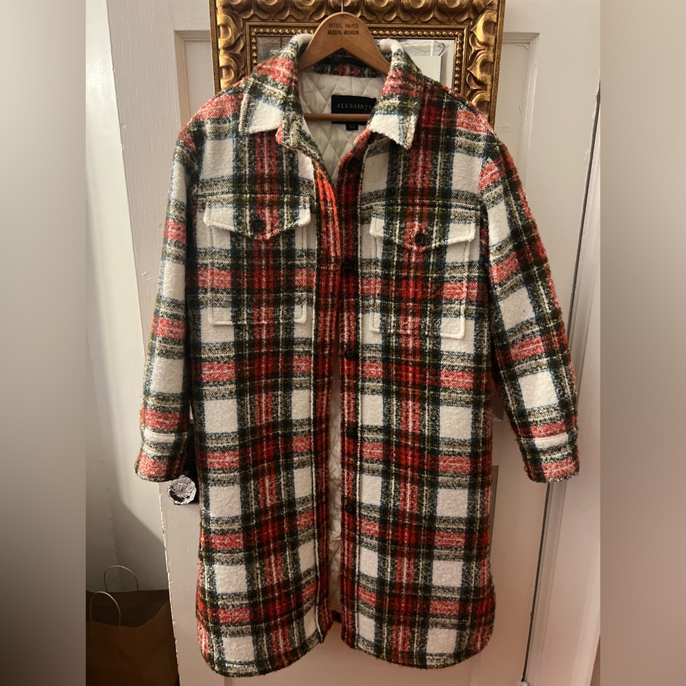 NWT Allsaints Nia Check Coat